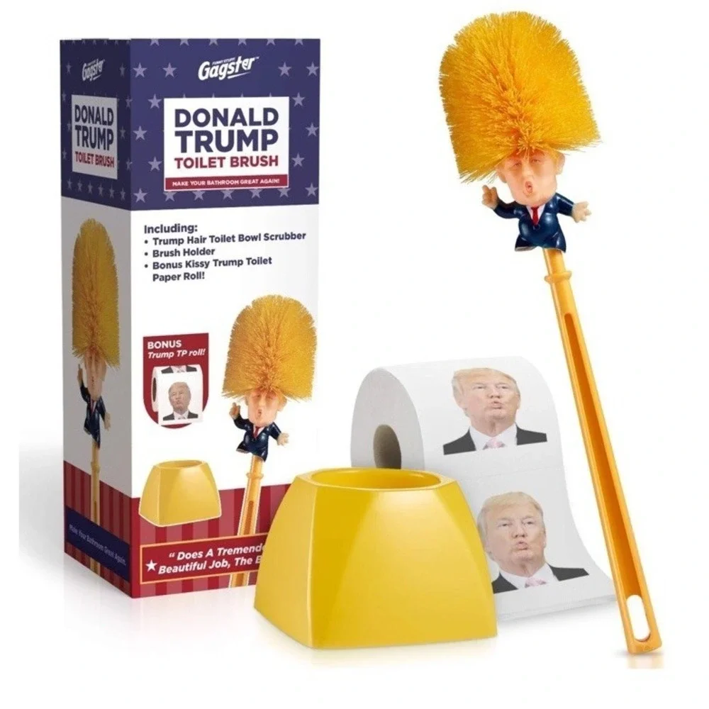 Donald Trump Toilet Brush - Funny Gag Gift Toilet Bowl Cleaner Toilet Paper